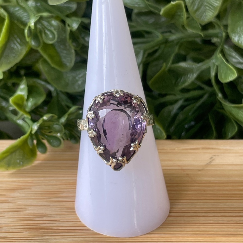 Genuine Amethyst Ring, Sterling Silver, Size 8